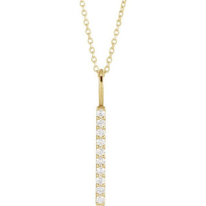 Platinum 1/6 CTW Natural Diamond Vertical Bar Necklace - Elegant Design
