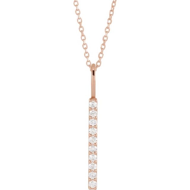 1/6 CTW Natural Diamond Round Vertical Bar Necklace in 14K Gold & Platinum