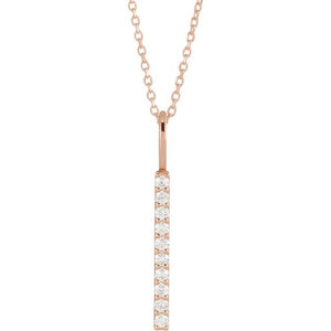 1/6 CTW Natural Diamond Round Vertical Bar Necklace in 14K Gold & Platinum