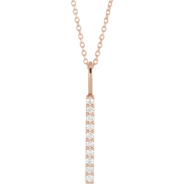 Platinum 1/6 CTW Natural Diamond Vertical Bar 16-18" Necklace