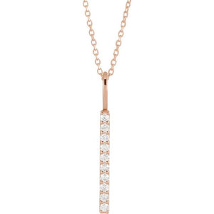 Platinum 1/6 CTW Natural Diamond Vertical Bar Necklace - Elegant Design