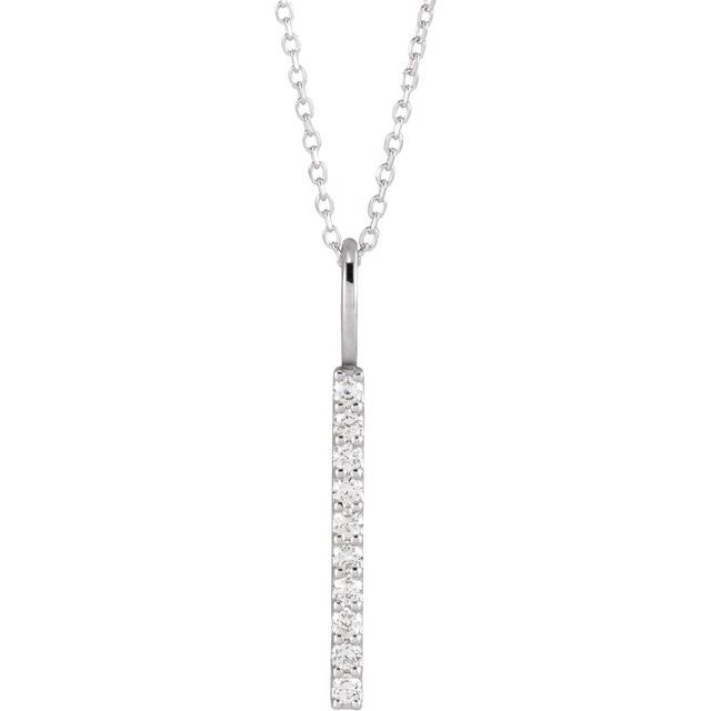 Platinum 1/6 CTW Natural Diamond Vertical Bar 16-18" Necklace