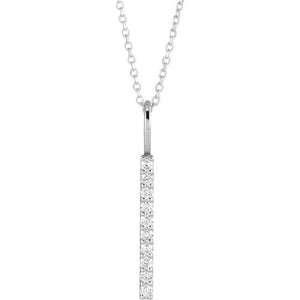 Platinum 1/6 CTW Natural Diamond Vertical Bar Necklace - Elegant Design