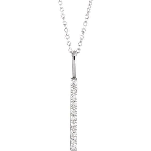 1/6 CTW Natural Diamond Round Vertical Bar Necklace in 14K Gold & Platinum