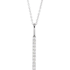 Sterling Silver Natural Diamond Vertical Bar Pendant
