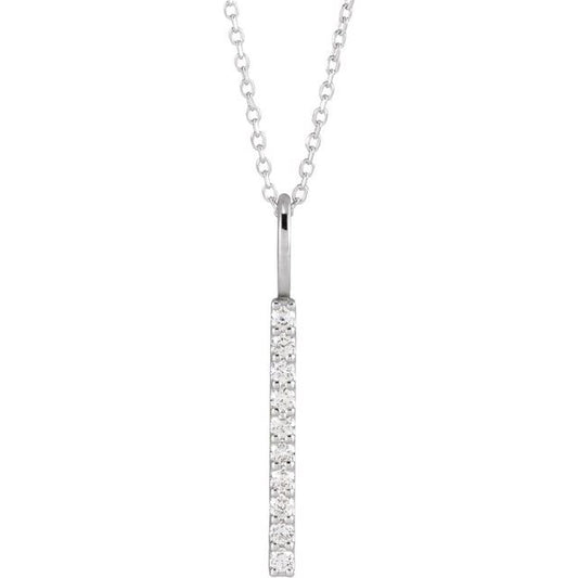 Platinum 1/6 CTW Natural Diamond Vertical Bar 16-18" Necklace