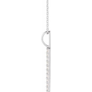 Platinum 1/6 CTW Natural Diamond Vertical Bar Necklace - Elegant Design