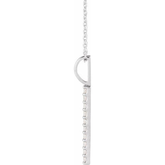 Platinum 1/6 CTW Natural Diamond Vertical Bar 16-18" Necklace