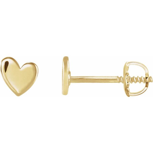 14K Gold Asymmetrical Heart Earring