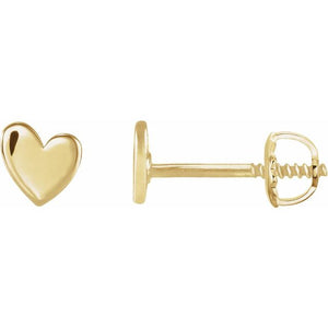 14K Gold Asymmetrical Heart Earring