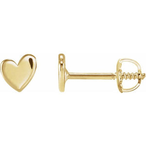 14K Gold Asymmetrical Heart Earring