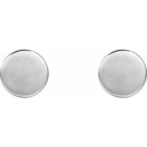 Engravable 14K White Gold Disc Earrings - Polished Design