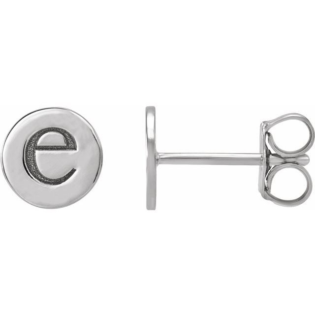 Engravable 14K White Gold Disc Earrings - Polished Design