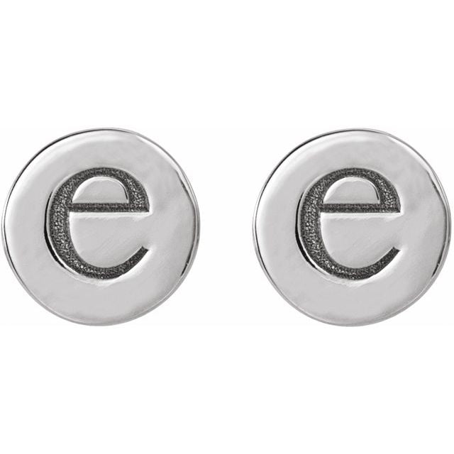 Engravable 14K White Gold Disc Earrings - Polished Design