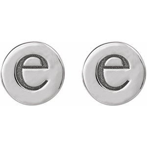 Engravable 14K White Gold Disc Earrings - Polished Design