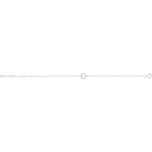 14K White Gold, 6-7 Inch Natural Diamond Initial A Bracelet