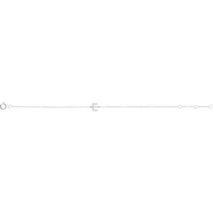 14K White Gold, 6-7 Inch Natural Diamond Initial A Bracelet