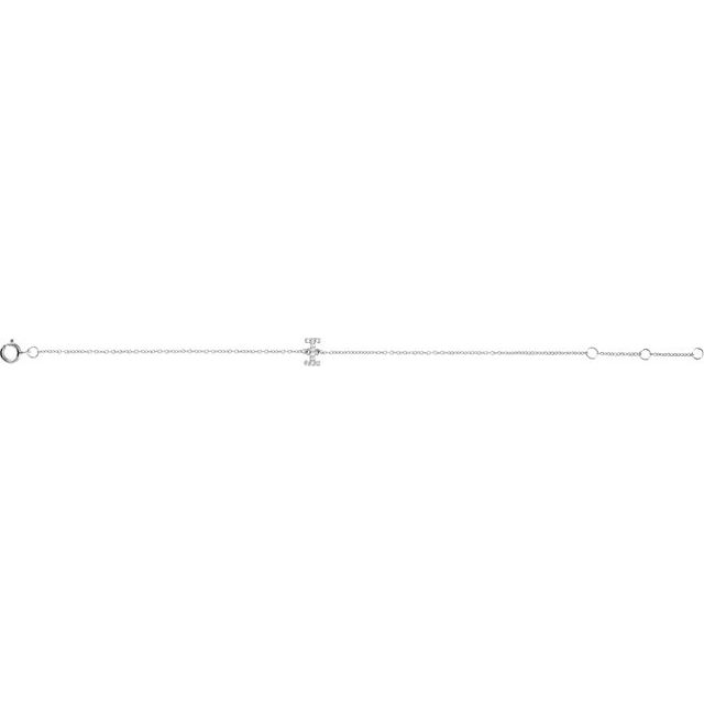 14K White Gold, 6-7 Inch Natural Diamond Initial A Bracelet