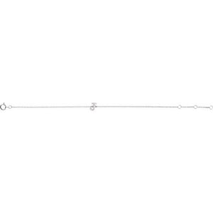 14K White Gold, 6-7 Inch Natural Diamond Initial A Bracelet