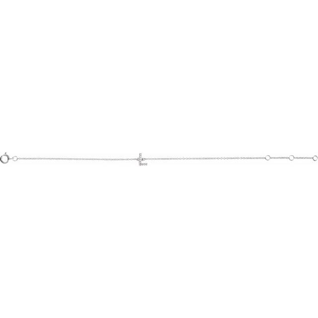 14K White Gold, 6-7 Inch Natural Diamond Initial A Bracelet