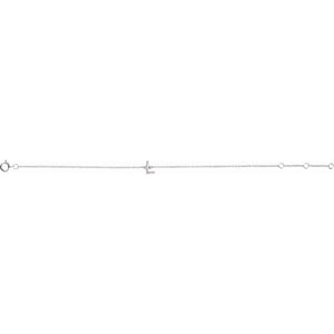 14K White Gold, 6-7 Inch Natural Diamond Initial A Bracelet
