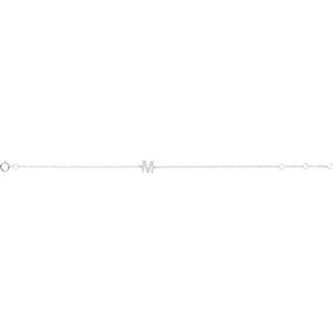 14K White Gold, 6-7 Inch Natural Diamond Initial A Bracelet