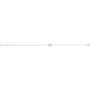 14K White Gold, 6-7 Inch Natural Diamond Initial A Bracelet
