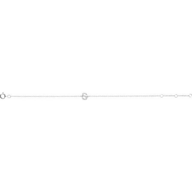 14K White Gold, 6-7 Inch Natural Diamond Initial A Bracelet