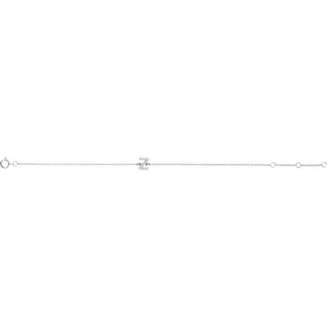 14K White Gold, 6-7 Inch Natural Diamond Initial A Bracelet