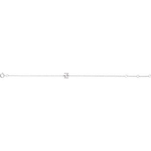 14K White Gold, 6-7 Inch Natural Diamond Initial A Bracelet