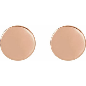 Engravable 14K White Gold Disc Earrings - Polished Design