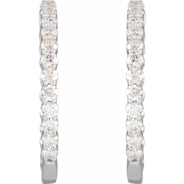 14K Gold 1/2 CTW Natural Diamond 19.3 mm Hinged Hoop Earring