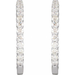 14K Gold 1/2 CTW Natural Diamond 19.3 mm Hinged Hoop Earring