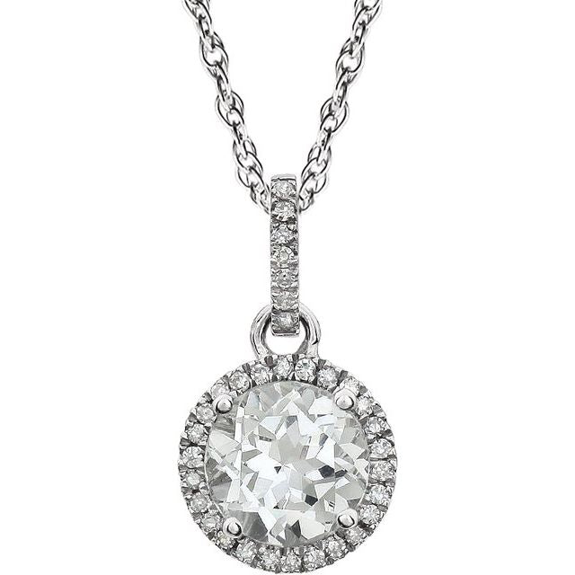 1/10 CTW Lab-Grown Sapphire Birthstone Necklace in 14K Gold with Natural Diamonds