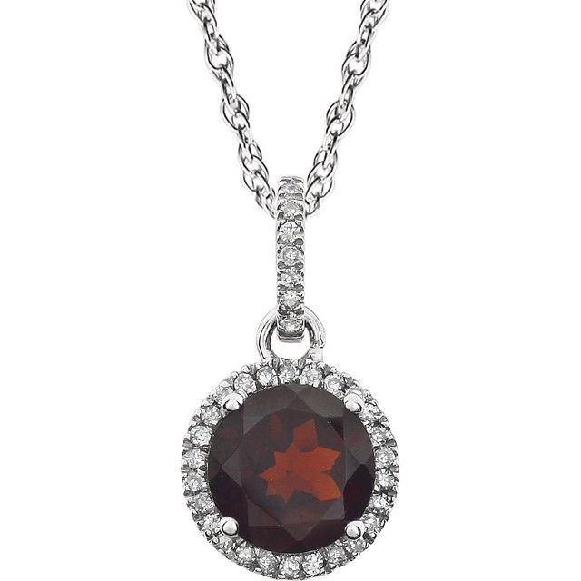 1/10 CTW Natural Birthstone Gemstone Necklace in 14K Gold