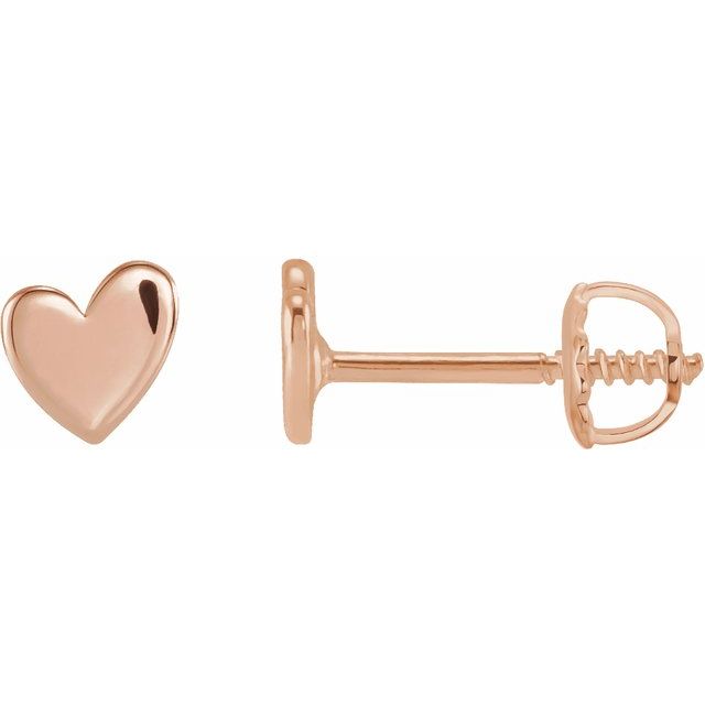 14K Gold Asymmetrical Heart Earring