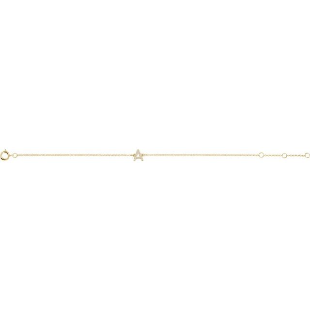 14K White Gold, 6-7 Inch Natural Diamond Initial A Bracelet