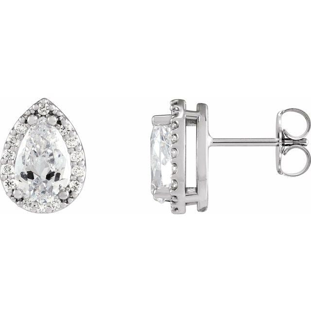 14K Gold Natural Diamond Halo-Style Basket Earrings