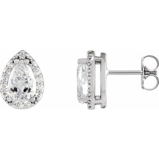 14K Gold Natural Diamond Halo-Style Basket Earrings