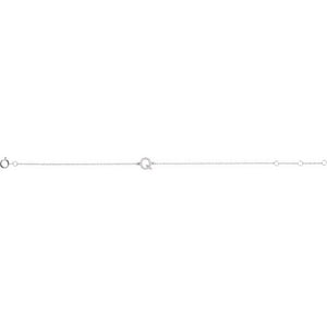 14K White Gold, 6-7 Inch Natural Diamond Initial A Bracelet