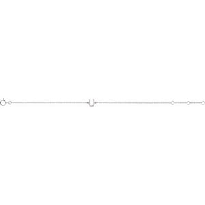 14K White Gold, 6-7 Inch Natural Diamond Initial A Bracelet