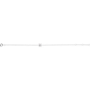 14K White Gold, 6-7 Inch Natural Diamond Initial A Bracelet