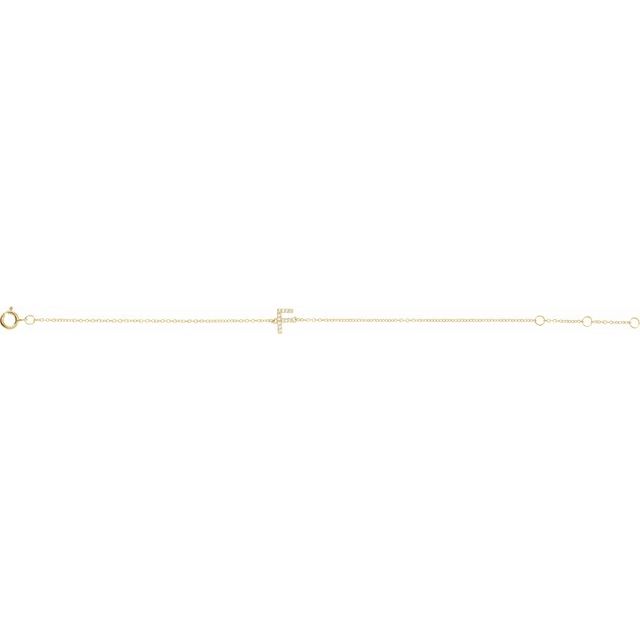 14K White Gold, 6-7 Inch Natural Diamond Initial A Bracelet