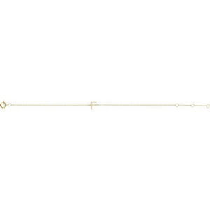 14K White Gold, 6-7 Inch Natural Diamond Initial A Bracelet