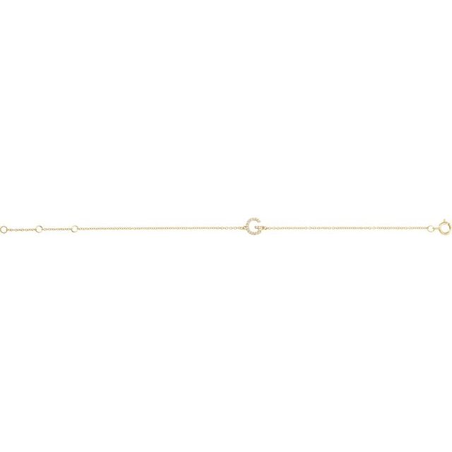 14K White Gold, 6-7 Inch Natural Diamond Initial A Bracelet