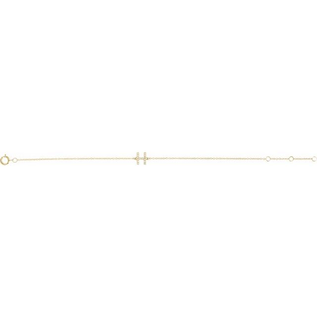 14K White Gold, 6-7 Inch Natural Diamond Initial A Bracelet