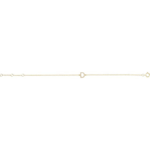 14K White Gold, 6-7 Inch Natural Diamond Initial A Bracelet