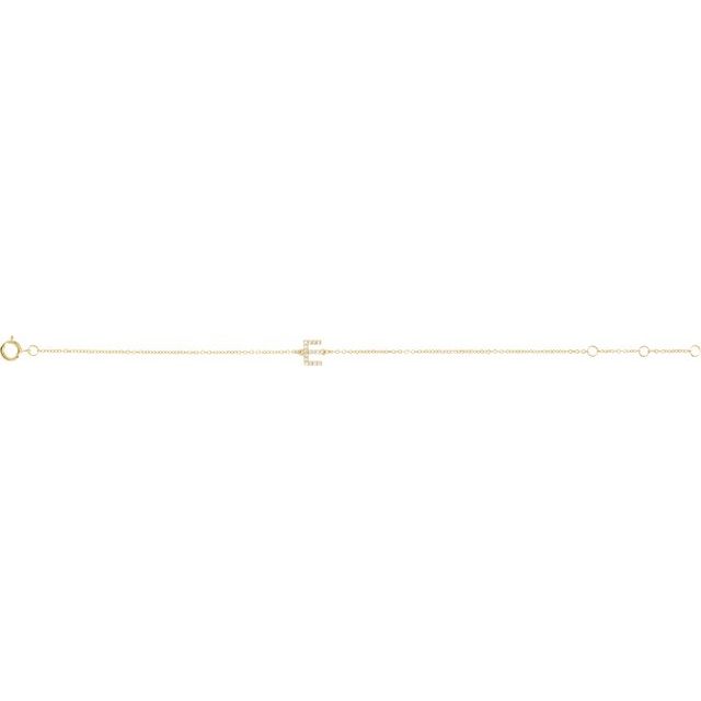 14K White Gold, 6-7 Inch Natural Diamond Initial A Bracelet