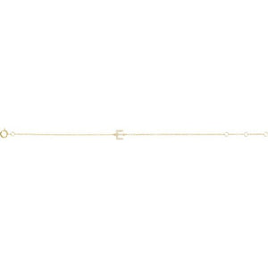 14K White Gold, 6-7 Inch Natural Diamond Initial A Bracelet