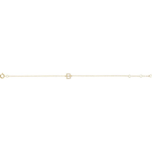 14K White Gold, 6-7 Inch Natural Diamond Initial A Bracelet